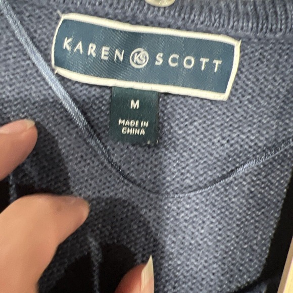 Karen Scott Sweater Women Medium Blue Preppy Casual Capsule - Picture 9 of 12